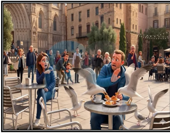 birds attacking food