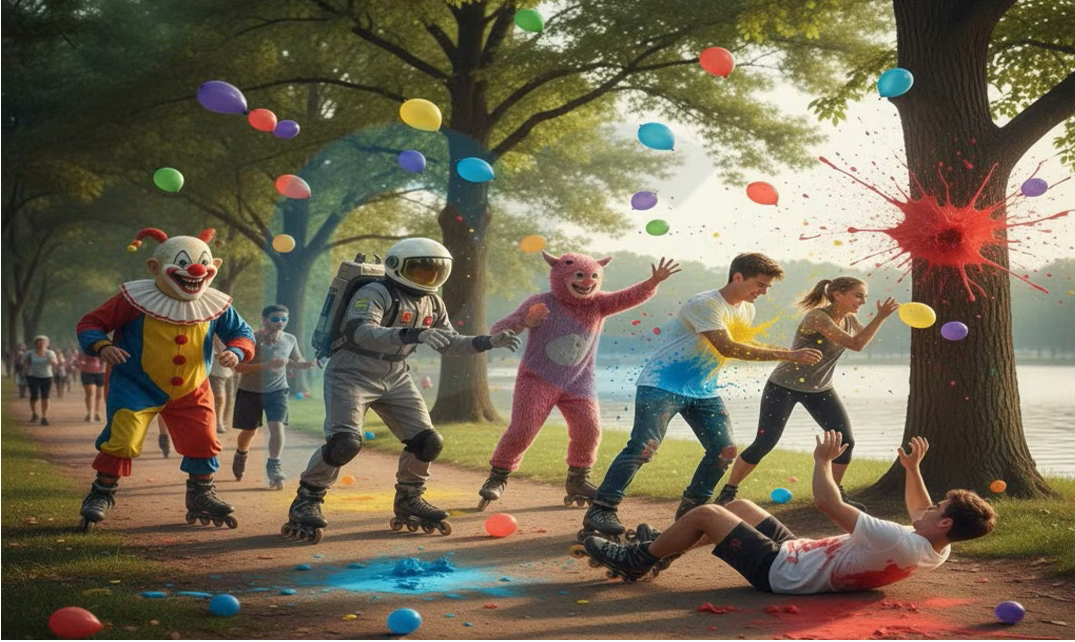 Costumed Rollerbladers