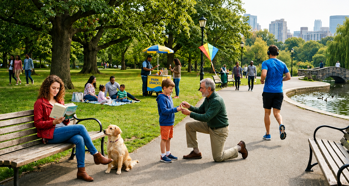 Morning Park Scene